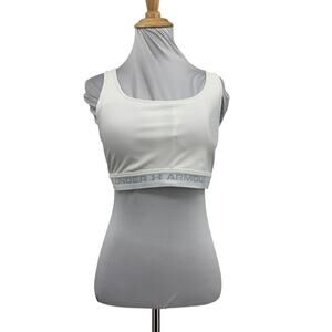 Under Armour Sports Bra Womens XL White Crossback Mid Wide Strap Logo Band